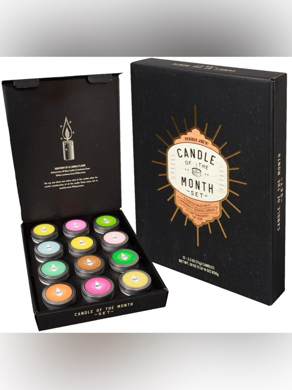 Trader Joe's - Candle Of The Month 2026 Set of 12 (Advent)